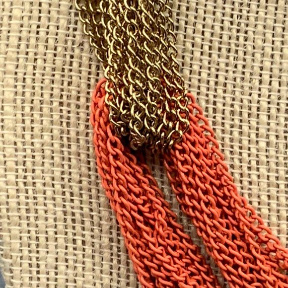 Gold Salmon Multichain Necklace Twist Retro Chunky - Picture 3 of 8